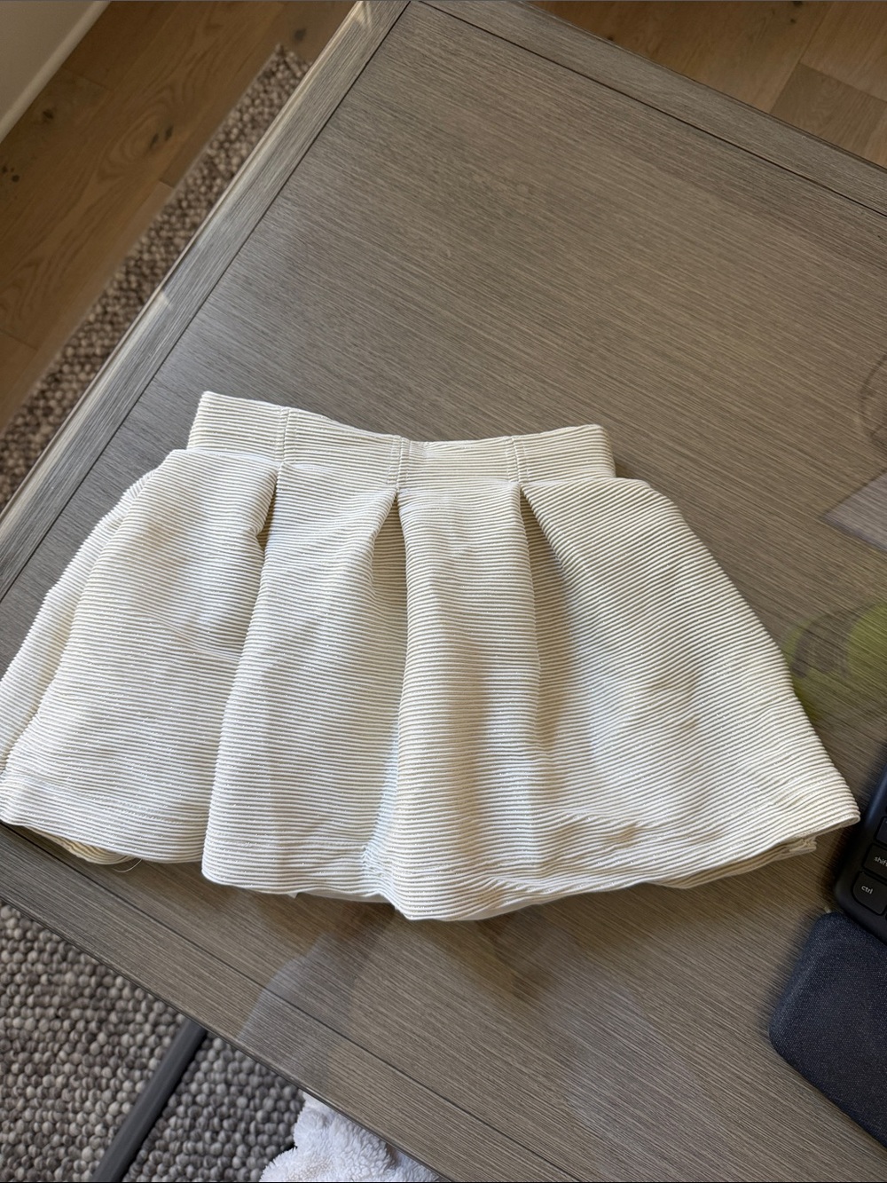 Mayoral Cream Pleated Girls Skirt with metallic gold detail